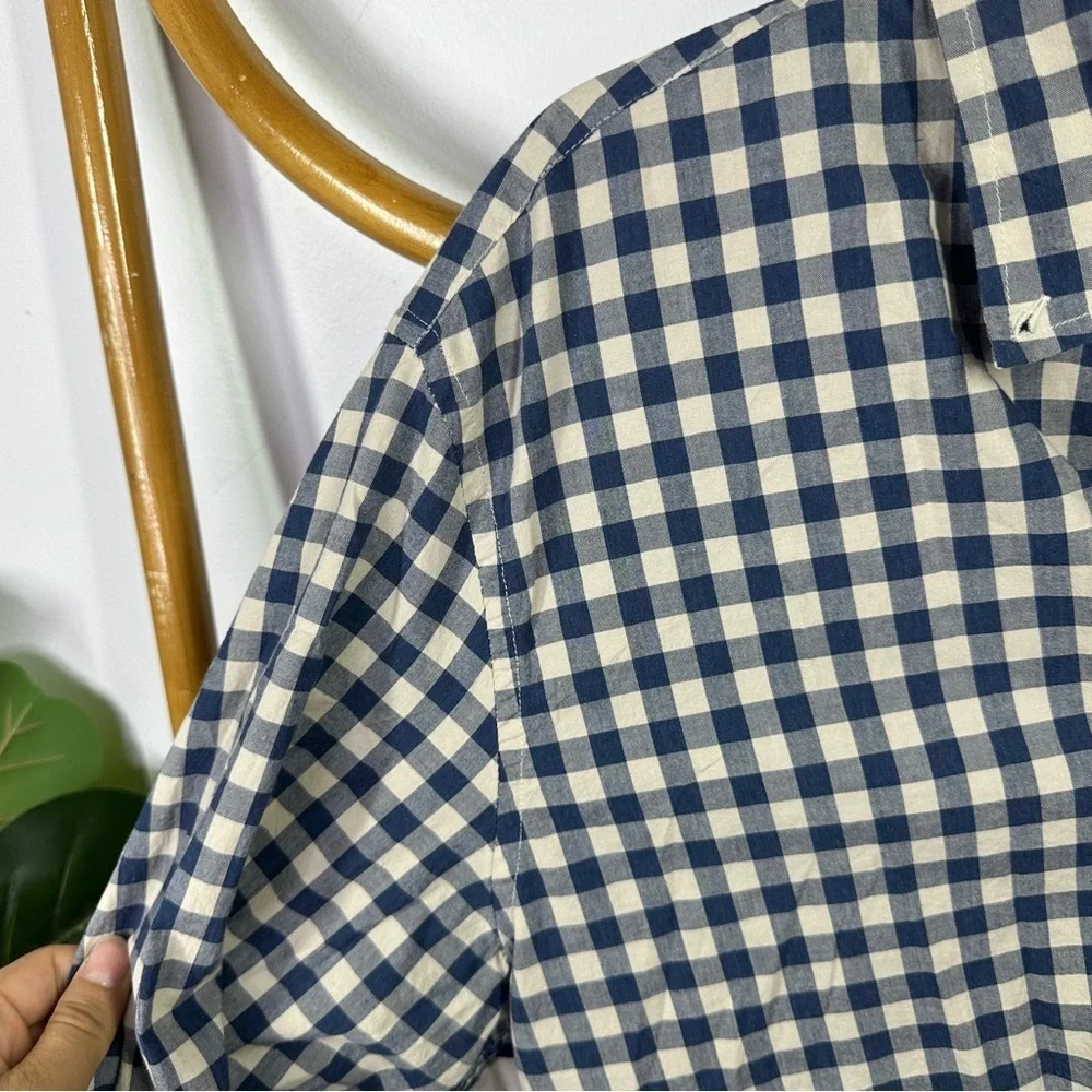 Mens J. Crew Navy Check Flex Washed Button Down sz XLT
